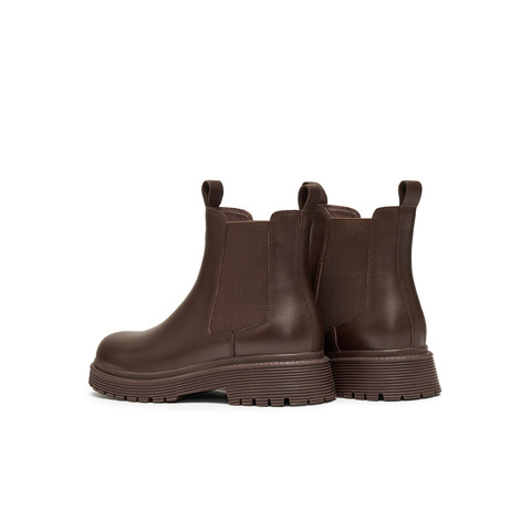 天美意2024冬切尔西英伦烟筒靴简约风女皮短靴WQE01DD4