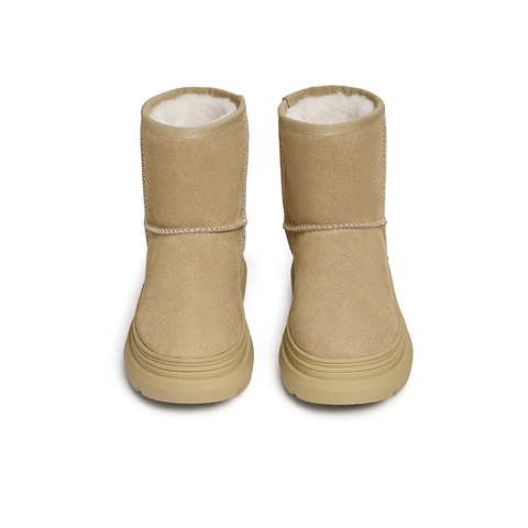 天美意2024冬新款厚底复古毛绒保暖棉鞋短靴女雪地靴KXD26DD4