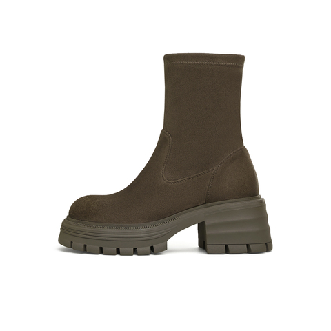 天美意2024冬新款商场同款短靴瘦瘦靴一脚蹬女弹力靴BJ891DD4