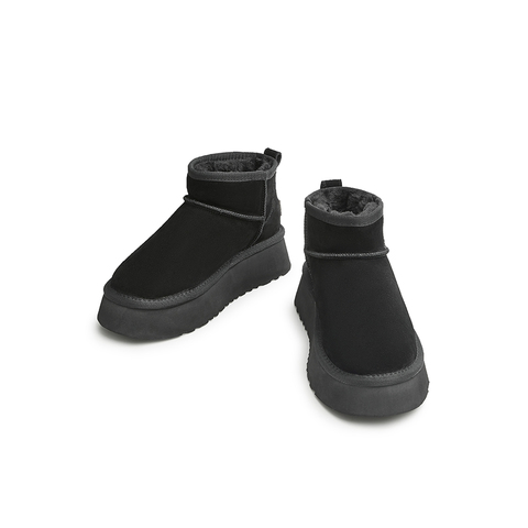 天美意2024冬毛绒温暖舒适雪地靴休闲女短靴NXD21DD4