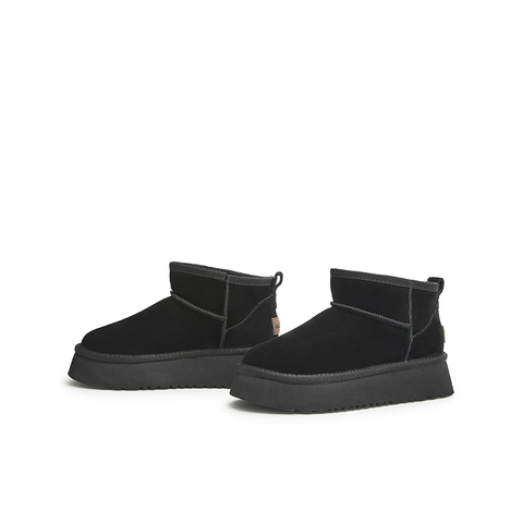 天美意2024冬毛绒温暖舒适雪地靴休闲女短靴NXD21DD4