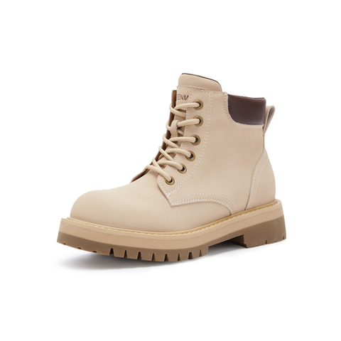 天美意2024冬新款休闲系带户外厚底潮酷大黄靴女马丁靴KDX11DD4