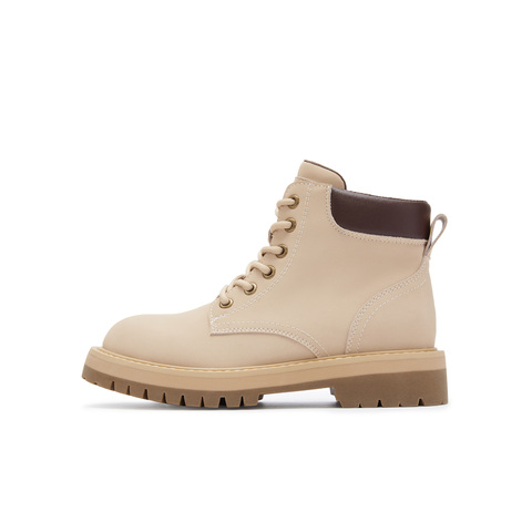 天美意2024冬新款休闲系带户外厚底潮酷大黄靴女马丁靴KDX11DD4