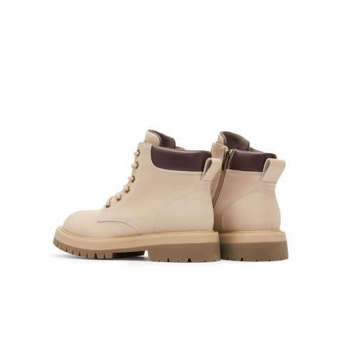 天美意2024冬新款休闲系带户外厚底潮酷大黄靴女马丁靴KDX11DD4