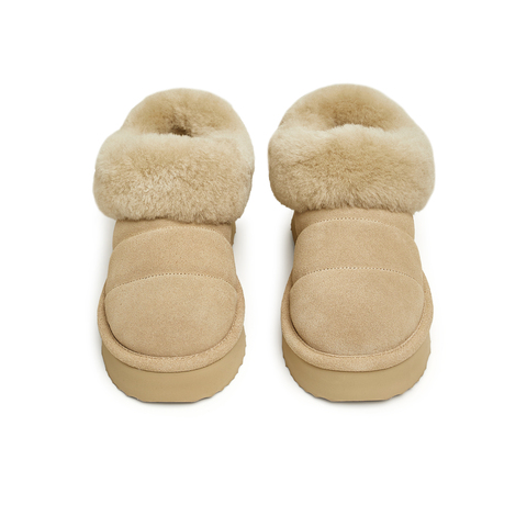 天美意2024冬新款厚底简约休闲毛绒雪地靴保暖时尚女靴KMZ02DM4