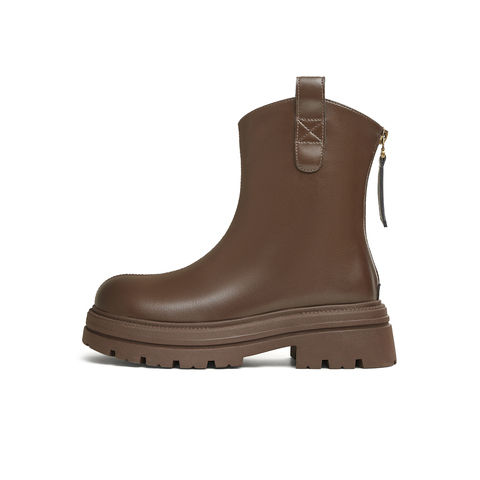 天美意2024冬新款商场同款后拉链百搭厚底百搭女弹力靴BK671DD4