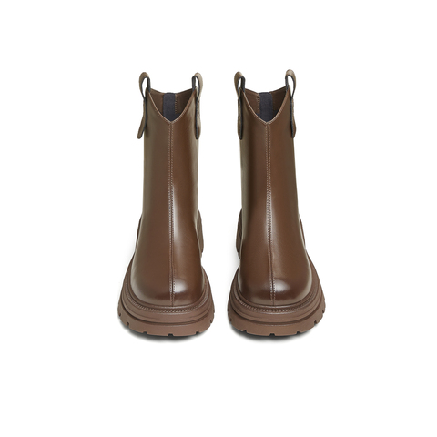 天美意2024冬新款商场同款后拉链百搭厚底百搭女弹力靴BK671DD4