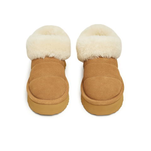 天美意2024冬新款厚底简约休闲毛绒雪地靴保暖时尚女靴KMZ02DM4