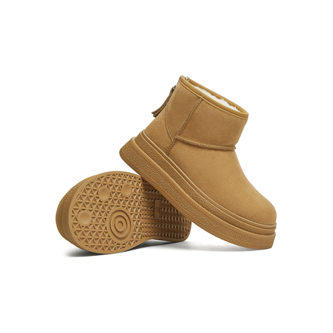 天美意2024冬新款厚底保暖毛绒短靴百搭小个子女雪地靴KXD29DD4