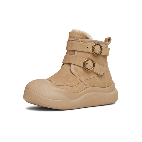 天美意2024冬新款商场同款时尚百搭纯色厚底女雪地靴CP541DD4