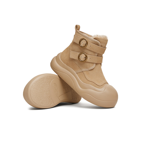 天美意2024冬新款商场同款时尚百搭纯色厚底女雪地靴CP541DD4