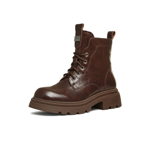 天美意2024冬新款商场同款系带户外百搭增高女马丁靴BK062DD4