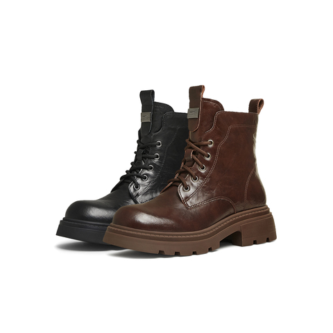 天美意2024冬新款商场同款系带户外百搭增高女马丁靴BK062DD4