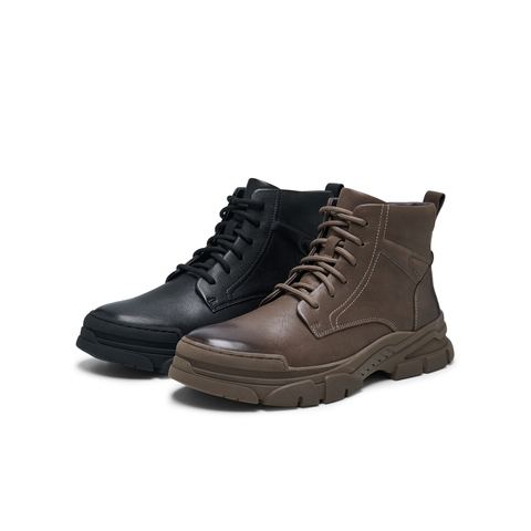 天美意2024冬新款商场同款休闲百搭纯色男户外工装靴DED11DD4
