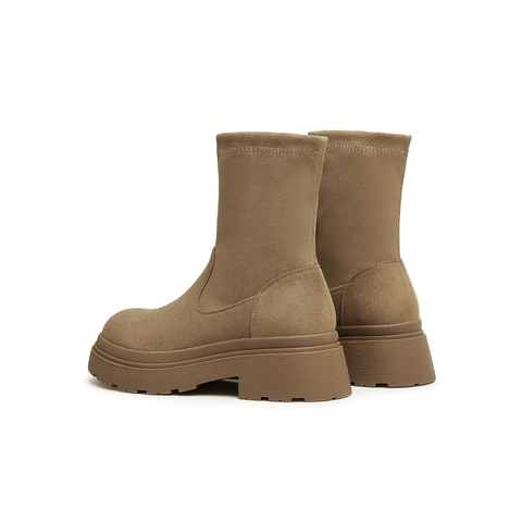 天美意2024冬新款简约气质时装靴百搭弹力靴女短靴NTX28DD4