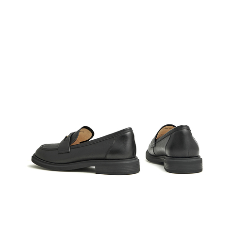 天美意2024秋新款英伦风复古乐福鞋硬币女皮单鞋AG003CA4