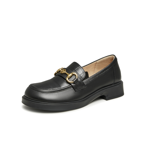 天美意2024秋新款商场同款简约百搭乐福鞋女单鞋COY05CA4