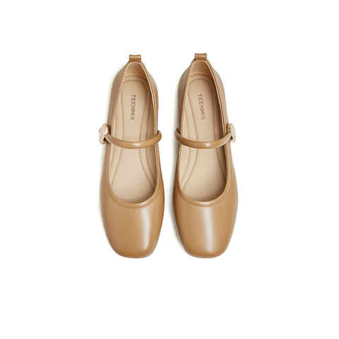 天美意2024秋新款时尚休闲优雅复古百搭浅口女玛丽珍鞋KM013CQ4