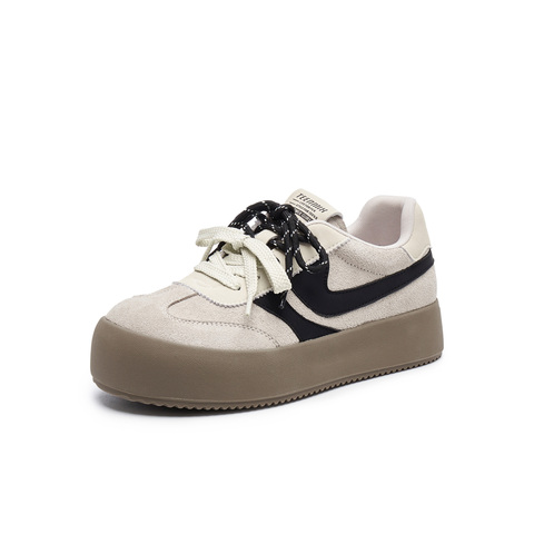 天美意2025春新款商场同款休闲系带厚底运动百搭女板鞋BK441AM5