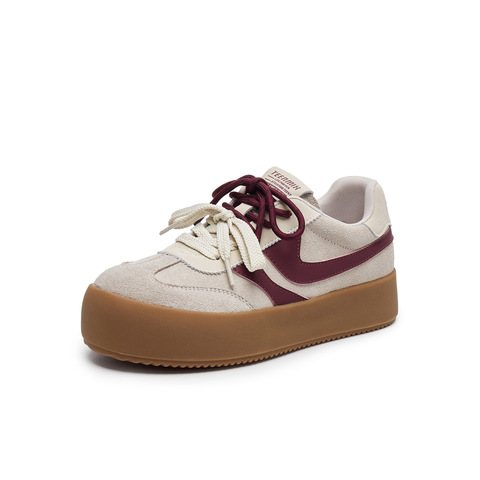 天美意2025春新款商场同款休闲系带厚底运动百搭女板鞋BK441AM5