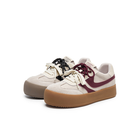 天美意2025春新款商场同款休闲系带厚底运动百搭女板鞋BK441AM5