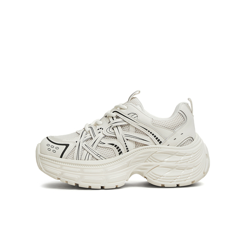 天美意2025春新款厚底休闲系带复古百搭增高女老爹鞋KD073AM5