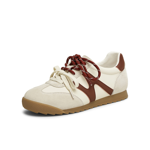 天美意2025春新款商场同款系带低跟纯色百搭女休闲鞋BJ311AM5