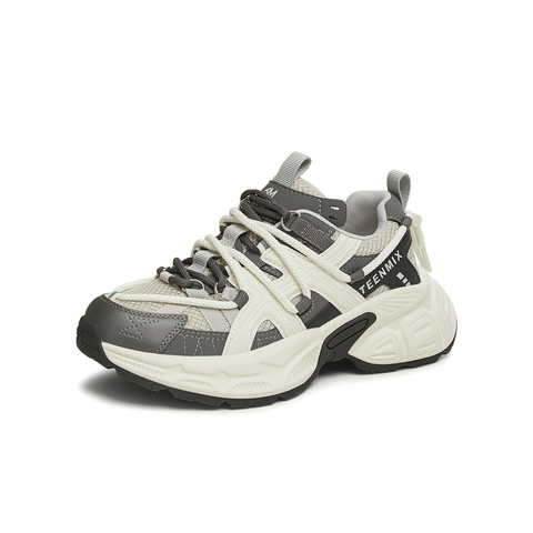 天美意2025春新款休闲系带厚底百搭增高复古女老爹鞋KD075AM5