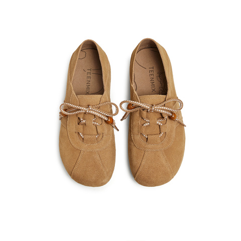 天美意2025春新款休闲系带复古日常通勤百搭女勃肯鞋CHS26AM5