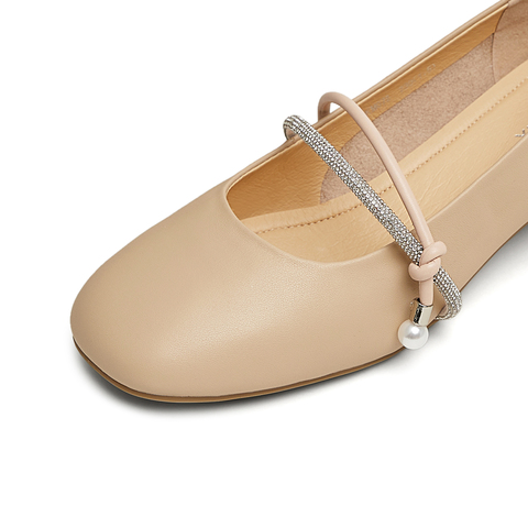 天美意2025春新款一字带复古百搭通勤高级女玛丽珍鞋KM072AQ5