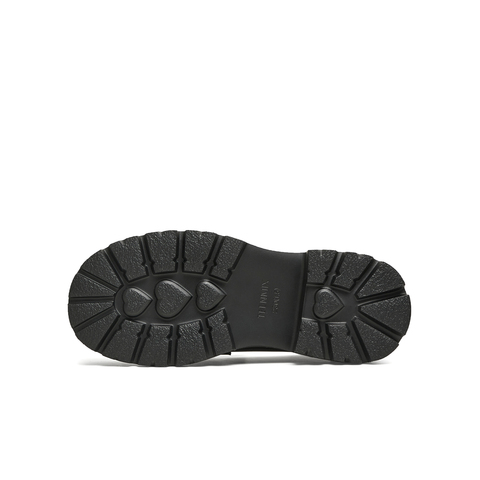 天美意2025春新款复古百搭通勤法式纯色厚底女乐福鞋KE061AA5