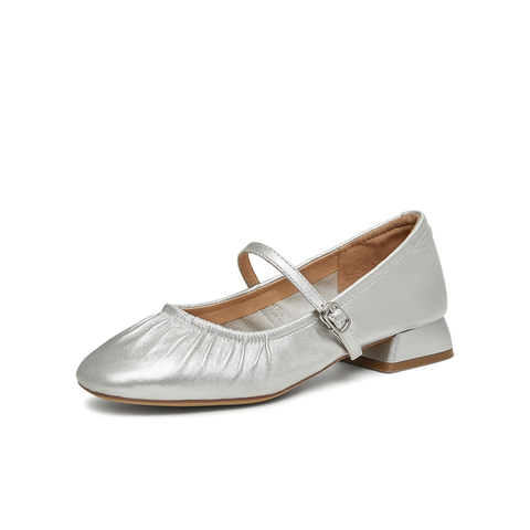 天美意2025春新款百搭一字带休闲法式复古女玛丽珍鞋KM068AQ5