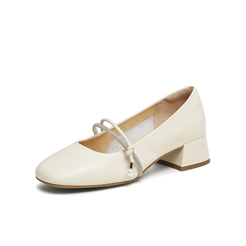 天美意2025春新款一字带复古百搭通勤高级女玛丽珍鞋KM072AQ5