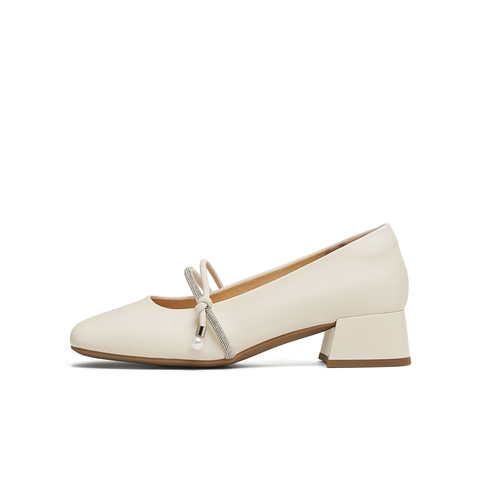 天美意2025春新款一字带复古百搭通勤高级女玛丽珍鞋KM072AQ5