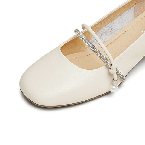 天美意2025春新款一字带复古百搭通勤高级女玛丽珍鞋KM072AQ5