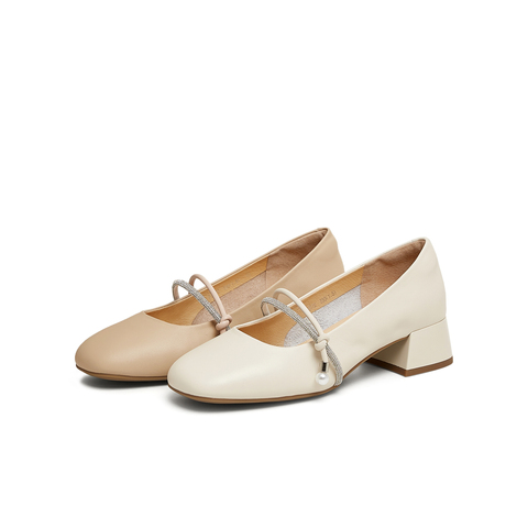 天美意2025春新款一字带复古百搭通勤高级女玛丽珍鞋KM072AQ5