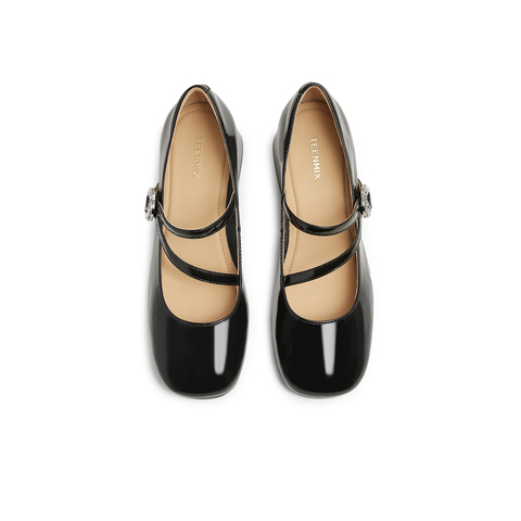 天美意2025春新款商场同款粗跟复古休闲女玛丽珍鞋CRW28AQ5