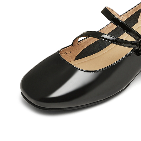 天美意2025春新款商场同款粗跟复古休闲女玛丽珍鞋CRW28AQ5