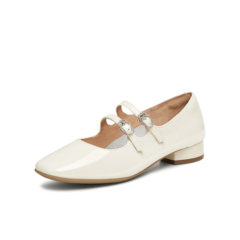 天美意2025春新款通勤贵气感休闲法式复古女玛丽珍鞋KM062AQ5