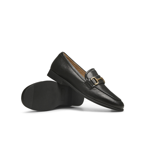 天美意2025春新款百搭通勤纯色休闲英伦风女乐福鞋KE056AM5