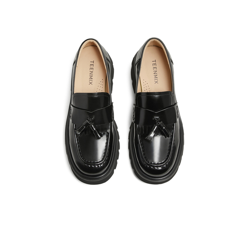 天美意2025春新款jk百搭时髦厚底小个子女学院乐福鞋CJM05AA5