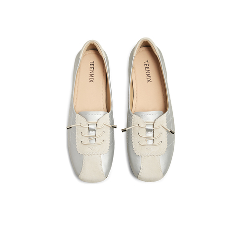 天美意2025春新款平底舒适百搭通勤逛街豆豆鞋女乐福鞋KQ024AA5