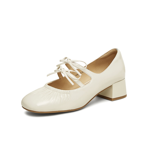 天美意2025春新款通勤优雅法式蝴蝶结休闲女玛丽珍鞋KM063AQ5