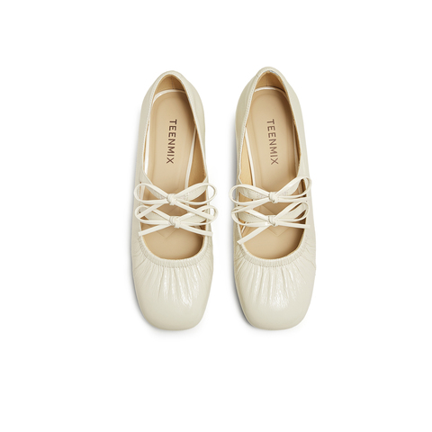 天美意2025春新款通勤优雅法式蝴蝶结休闲女玛丽珍鞋KM063AQ5