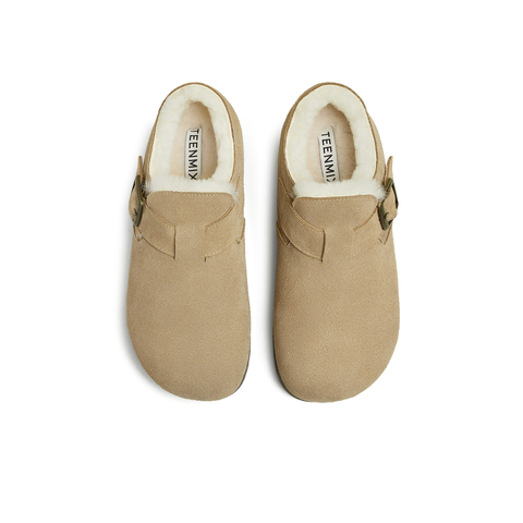 天美意2025春新款商场同款纯色百搭复古半拖鞋女勃肯鞋BJ551AM5