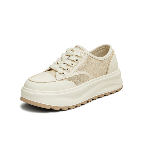 天美意2025夏新款商场同款厚底百搭运动系带女休闲板鞋BK951BM5