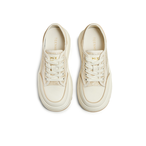 天美意2025夏新款商场同款厚底百搭运动系带女休闲板鞋BK951BM5