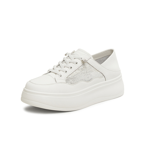 天美意2025夏新款商场同款小白鞋休闲系带女休闲板鞋BK871BM5