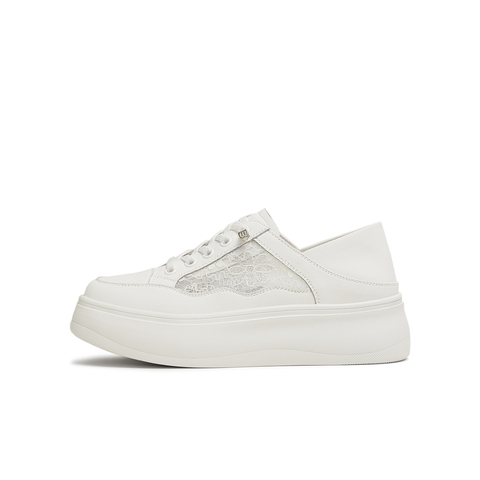 天美意2025夏新款商场同款小白鞋休闲系带女休闲板鞋BK871BM5