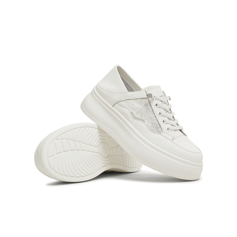 天美意2025夏新款商场同款小白鞋休闲系带女休闲板鞋BK871BM5